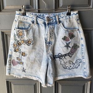 Forever 21 Embroidered Denim Shorts